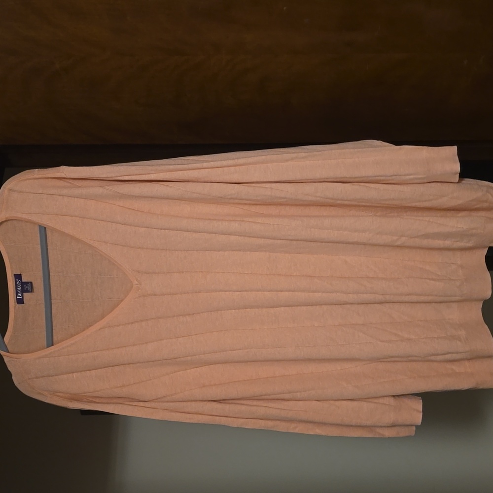 Roaman's Soft Peach Knit V-Neck Sweater